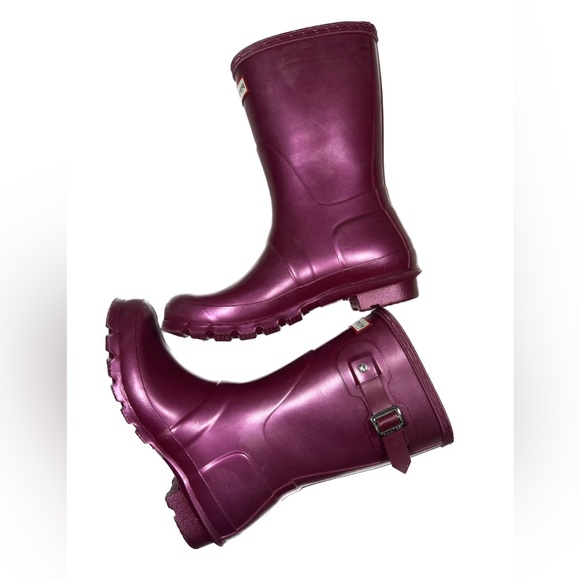 Hunter original short nebula women’s rain boot iridescent hayes burgundy size 7 - Picture 3 of 9